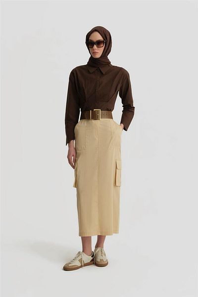 Armine Cargo Pocket Pencil Skirt Moonstone 25Y1824