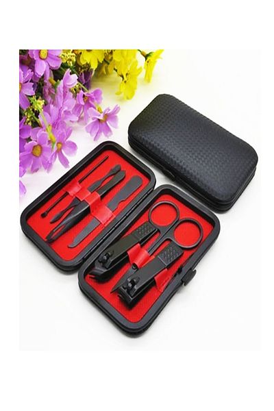 newnet Black 7 Pieces Manicure / Pedicure Set Travel Size High Quality Beauty Kit