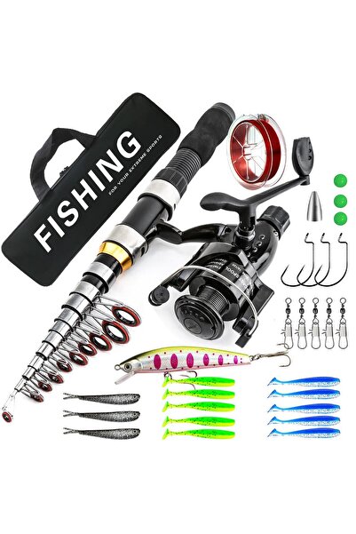 valkyrie 1. Kalite Tam Takım Balık Olta Seti 2.3m Çantalı Aksesuarlı 10 Boğum Teleskopik Kamış Cb240