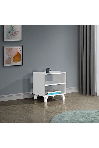 Danube Home طاولة جانبية سوبريم الطول 47.5 × العرض 40 × الارتفاع 51 سم - أبيض