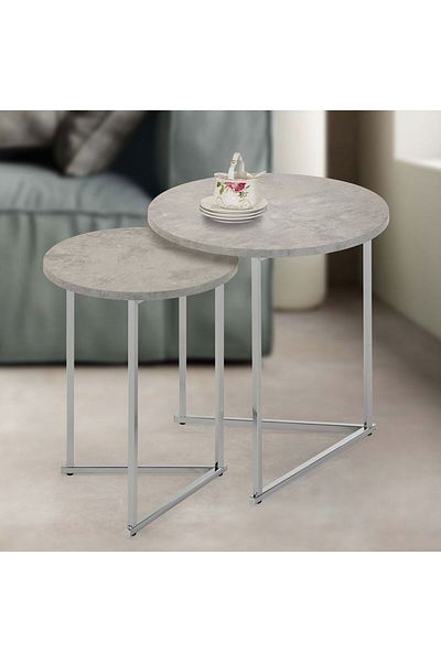 Danube Home Mesen Nesting Table Set of 2  L45xW45xH49cm - Grey