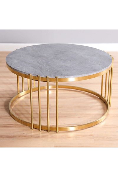 Danube Home Armadillo Coffee Table  L85xW85xH46cm - Grey / Gold