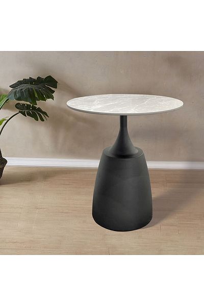 Danube Home Ramsy Round End Table  L45xW45xH52.5cm - Light Grey/Gunmetal Black