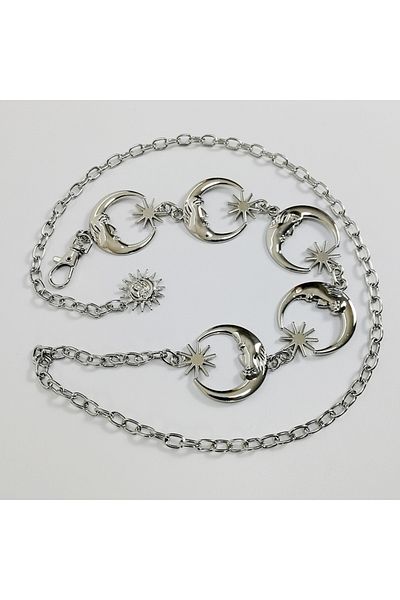 Choice 105cm Moon Chain Si Gold Chain Belt Female Waist Moon Sun Metal Belts For Women Punk Dress Waistband