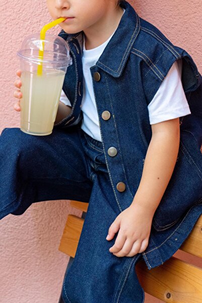 Oliven The Kid Unisex Beli Lastikli Cepli Balon Kot Pantolon Mavi