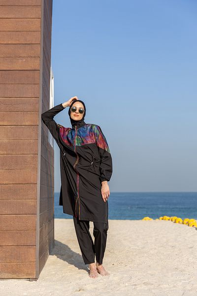 ALFASA Διχτυωτό Λεπτομερές Oversize Μακρύ Μαγιό Hijab