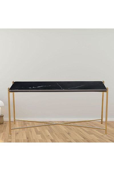 Danube Home Kenn Sintered Stone High Coffee Table  L120xW45xH60cm - Black/Gold