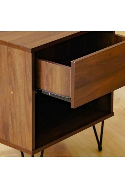 Danube Home Rabat End Table with Storage  L48xW40xH55cm - Walnut/Black
