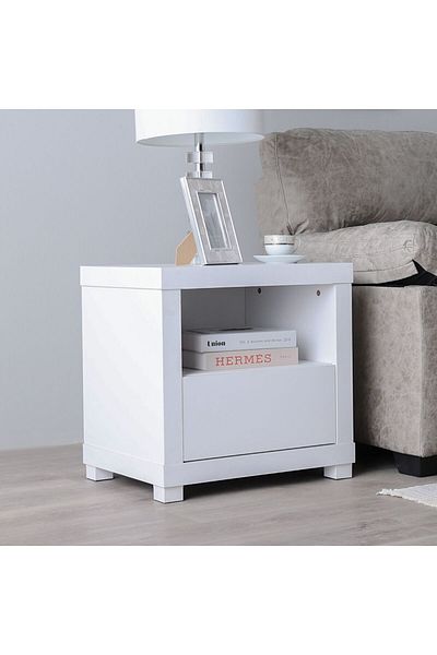 Danube Home Kalmal End Table  L55xW40xH53cm - Pearl White