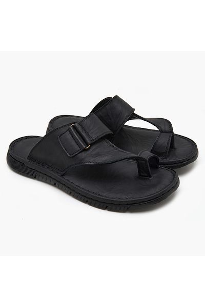 Desa Men's Black Leather Slippers
