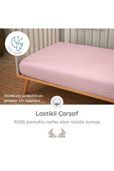 DEUX LAPINS 100% Cotton Elastic Muslin Baby Bed Sheet