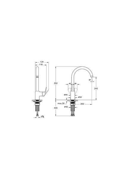 Artema C Type Sink Mixer - Flow Round Chrome A43407