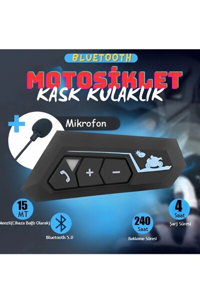 qasul Motorsiklet Kask İçin Kulaklık Bluetooth Mikrofonlu İntercom Su Geçirme...