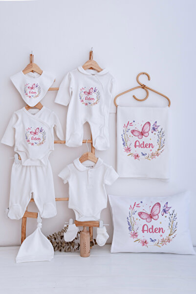 Lilabio Bebe Yaka İsme Özel Delux 12li Hastane Çıkışı Çiçek Çemberi