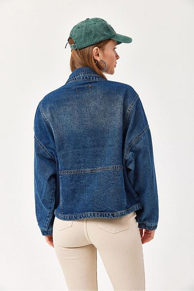 CALİENTE Jachetă din denim cu mâneci balon și buzunar bleumarin