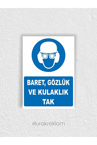 DURAK REKLAM Hard Hat and Goggles Warning Sign A4
