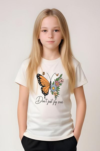 panios kids Don'T Just Fly Printed Girls' T-Shirt and Sweatpants Bottom-Top Set