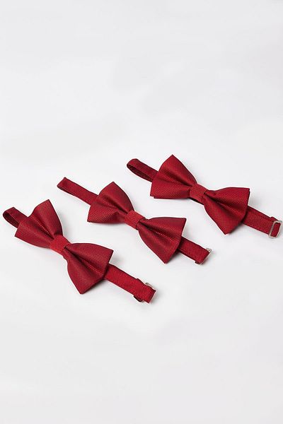 Tudors Pack of 3 Dobby Red Men's Bow Ties