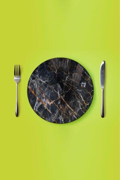 Saban Скляна тарілка з мармуровим візерунком 27 см, американська сервіровка S...