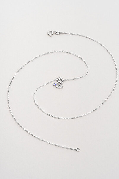 So CHIC... Ü Harfi 18 Ayar Beyaz Altın Kaplama 40 Cm Gümüş Nazar Kolye