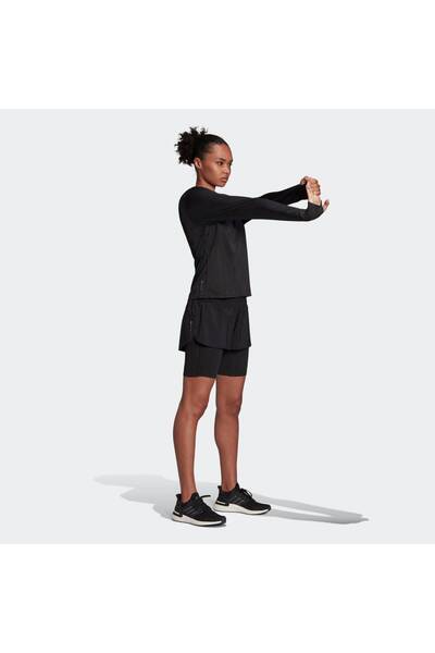 adidas Run Icons Two-In-One Kadın Siyah Koşu Şortu (H57754)