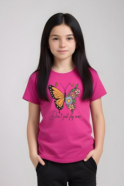 panios kids Don'T Just Fly Printed Girls' T-Shirt and Sweatpants Bottom-Top Set