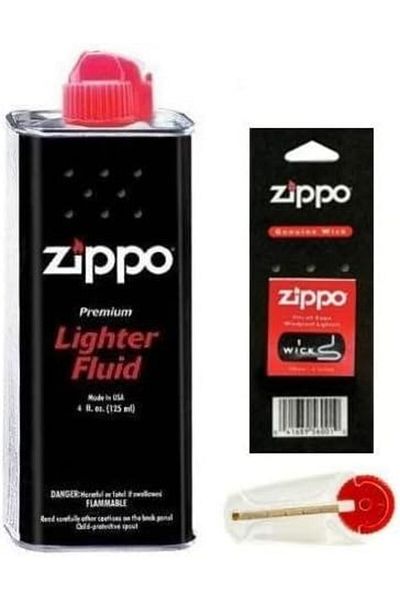 Zippo Lighter Fluid Fuel Petrol 125ml Tin + Wick + 6 Flints