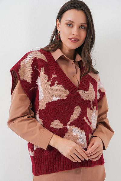 Bigdart 15923 Women's Oversize Knitwear Sweater - Claret Red