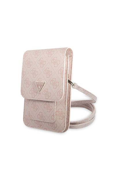 Guess Licensed Shoulder Bag 5 Compartment Strap Magnet Cover 4g Patterned Pink