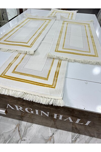 Armoni Yatak Odası 3'lü Beyaz Gold Halısı Leke Tutmaz ARGIN HALI
