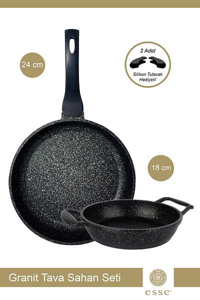 Esse 24 cm Pan and 18 cm Sahan Granite Casting Set - Black E0076