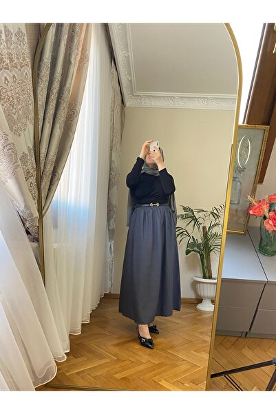 La MatildaLingerie Premium Elastic Anthracite Tensll Skirt with Pockets