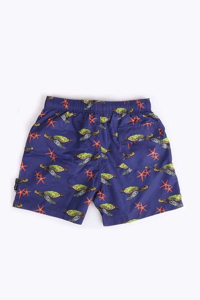 AYYILDIZ 106 Navy Blue Green Patterned Boys' Swim Shorts