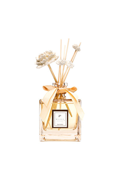 Missi 500 ml Kare Amber Silindir Şişe Bambu Çubuklu Dark Amber Oda Kokusu