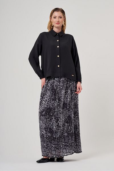 Niliwi 40399 Etk Leopard Patterned Crawn Chiffon Skirt