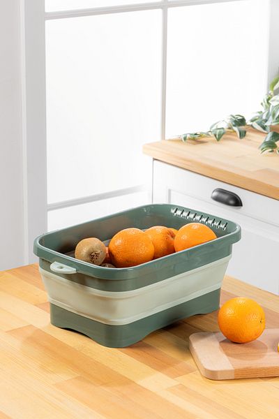 simplicity Tidy Fold Green Accordion Basin Basin with Folding Stopper