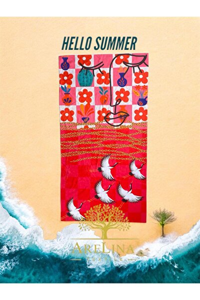 Arelina Textile ARELİNA TEXTİLE Tasarım Plaj Havlu 75x150 HELLO SUMMER