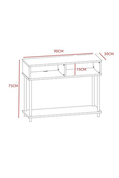 PEKA Ahşap Ayaklı Dresuar Dekoratif Raflı Kahve Köşesi Konsol Modern Çok Amaçlı Raf - Safir Meşe
