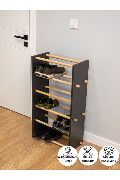 PEKA 5 Bölmeli Ayakkabılık Modern Çok Amaçlı Raf Dekoratif Ayakkabı Dolabı - Antrasit