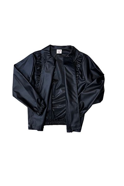 Rhythm Clothing Filekids Girls' Casual Jacket with Ruffle Detail, Side Zipper Closure, Waterproof, Leather Look