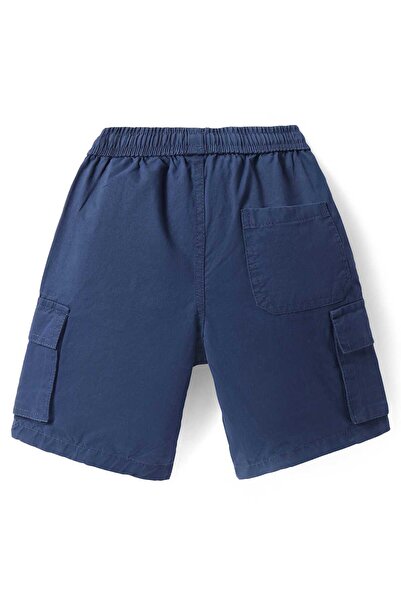 Pine kids Knee Length Solid Color Drawstring Waist Shorts - Navy Blue