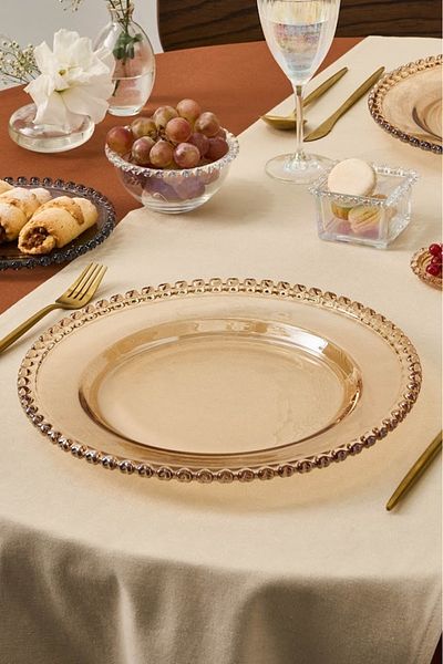 Karaca Rory Glass Plate Amber Model 32 cm Size