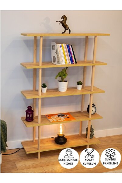 PEKA 5 Raflı Modern Dekoratif Kitaplık Klasörlük Mutfak Rafı Kiler Çok Amaçlı...