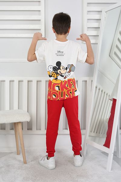 ZUZUNGA Mickey Stone Age Printed T-Shirt-Sweatpants Kids Set