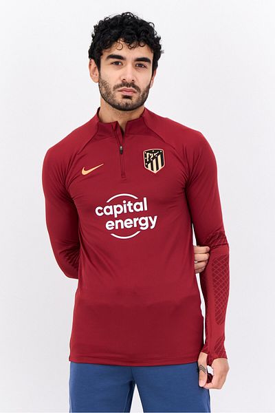 Nike Men Slim Fit Long Sleeves Football Madrid Strike Jersey, Maroon