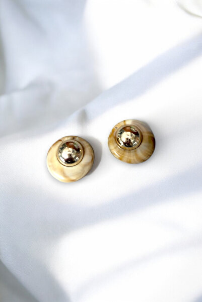 Trend aksesuar Kemik Gold Detaylı Klipsli Düğme Aksesuarı 1 Çift