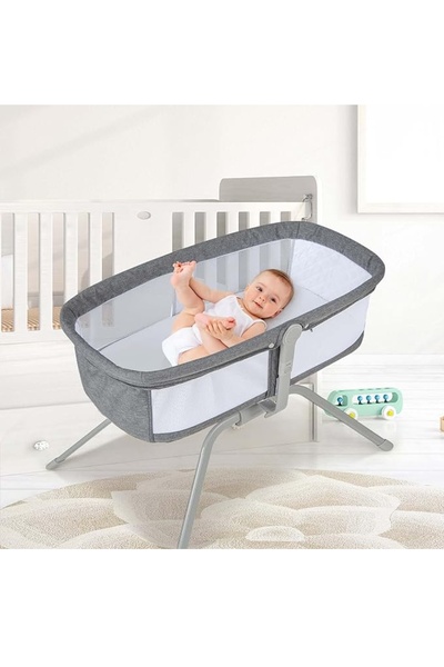 MAAS 3 in 1 Baby Travel Bed with Mattress Foldable with Rocking System and Baby Reclining Mattress with Ultra Light Travel Bag