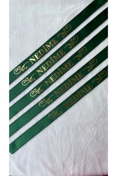 Hobigram 5 Pieces of Sleeve Ribbon: Night, Groomsman, Kirve, Bridesmaid, Gold Leaf