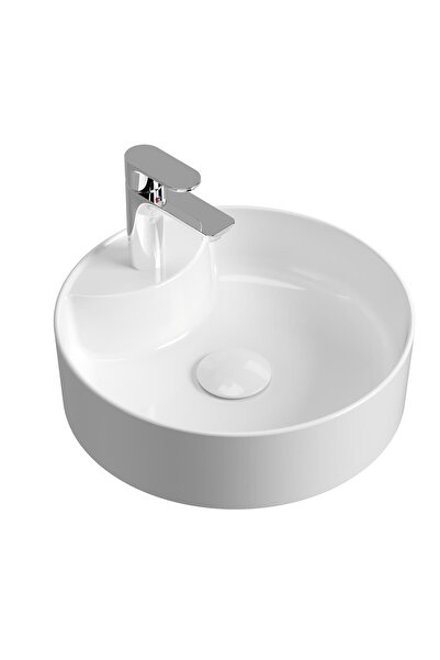 AQUA BAGNO "bianzo" Tezgah Üstü Lavabo, Batarya Delikli, 42 Cm Beyaz