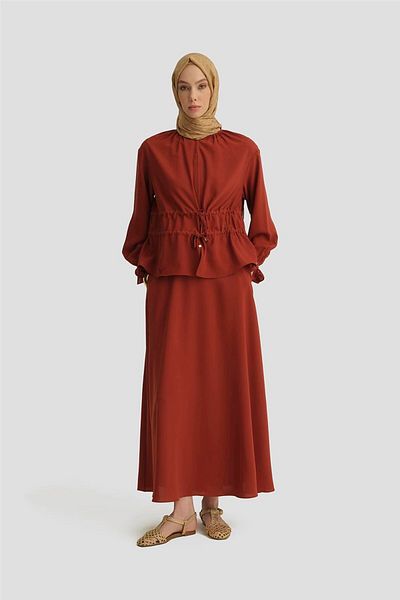 Armine Double Belt Suit 25Y6016 Dark Red